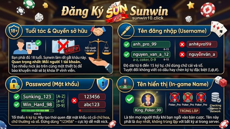 Điều kiện đăng ký tài khoản Sunwin