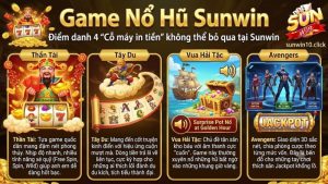 Top game nổ hũ dễ trúng nhất tại cổng game Sunwin như Thần Tài và Avengers